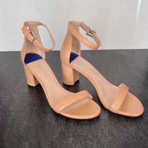 Stuart Weitzman Block Sandals in Nude